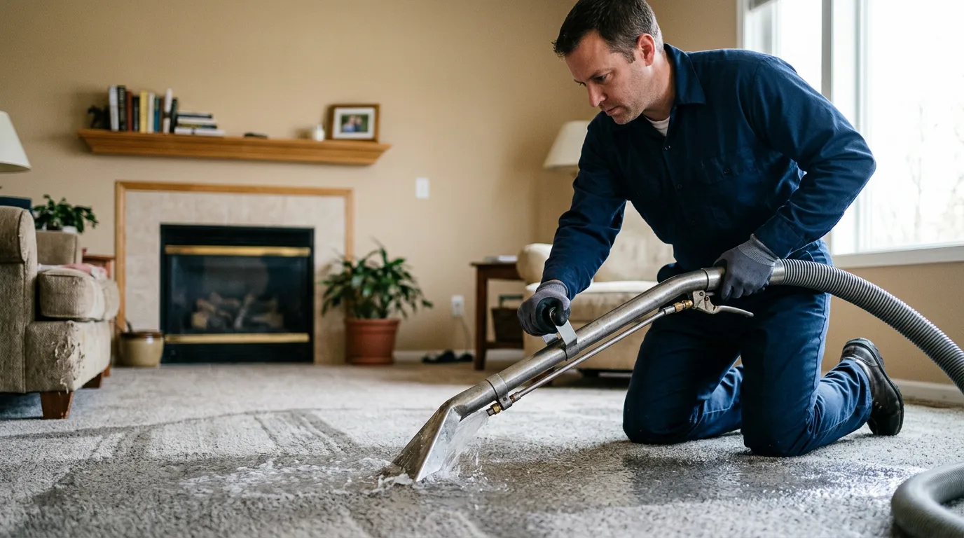 Water damage restoration technician working near Ridgecrest, CA
